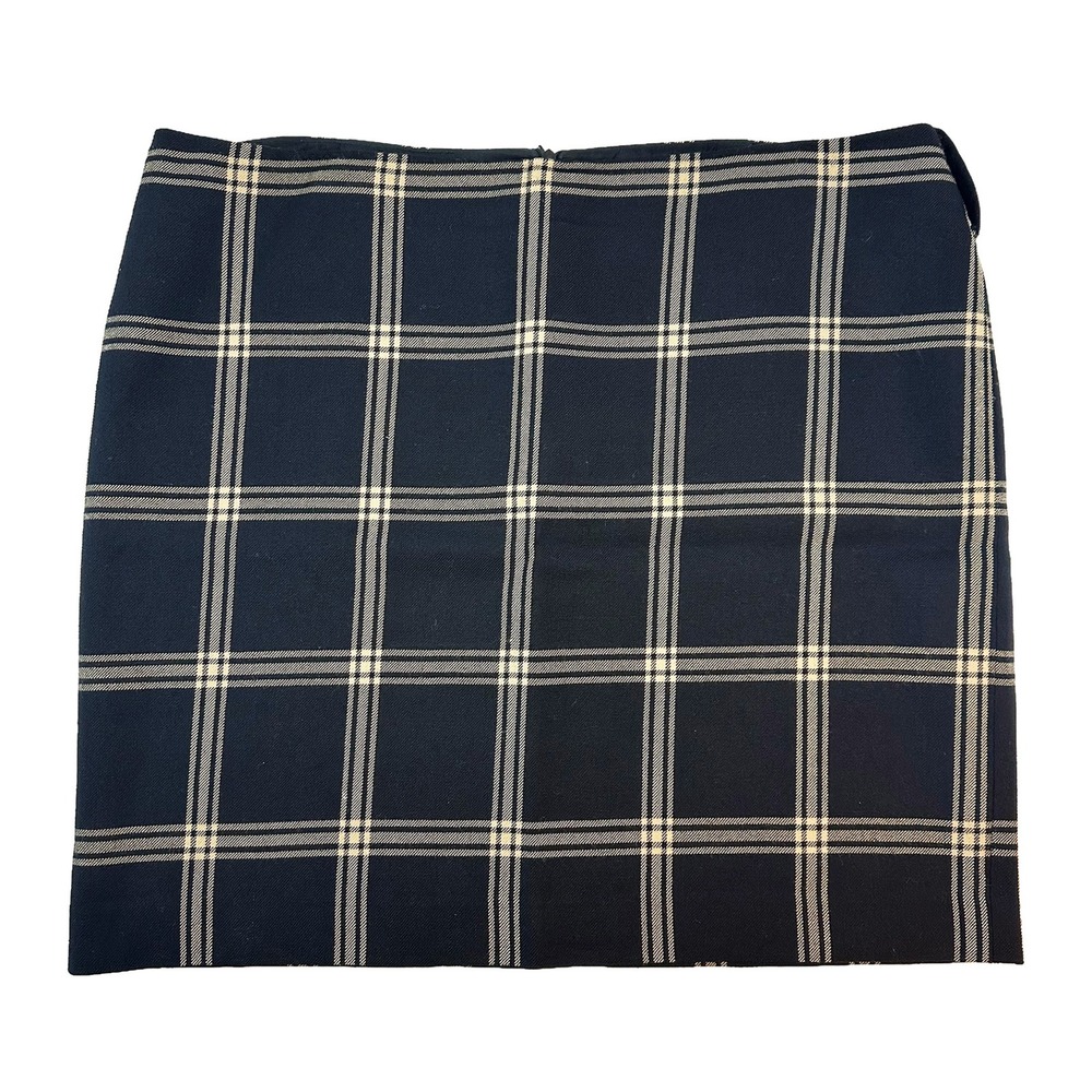INC Wool Blend Plaid Mini Skirt • 12 • black, tan • classic, preppy, schoolgirl